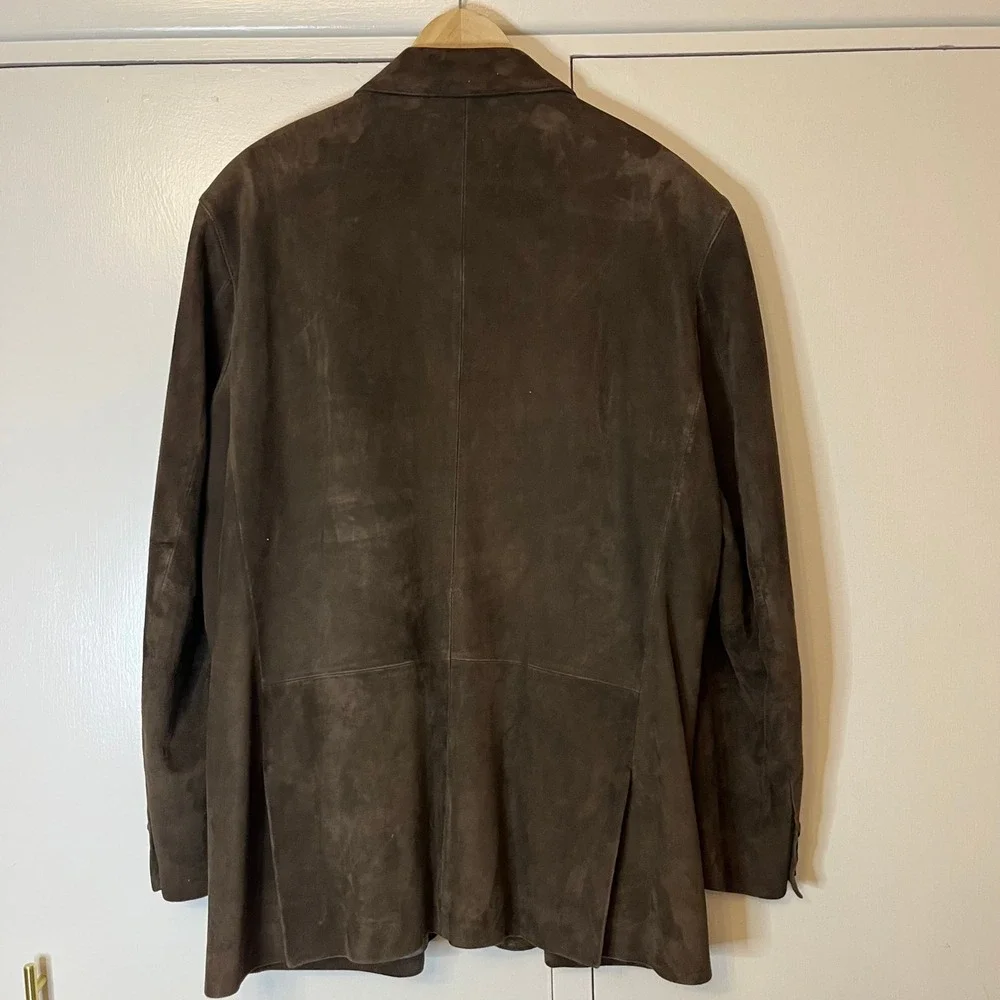 Jacob Siegel Men's Brown Suede Leather Blazer‎ Jacket Size 46R Exc Cond Pockets